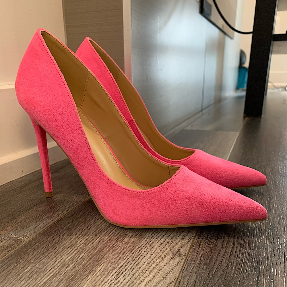 Elegant Pink Suede Women's Heels